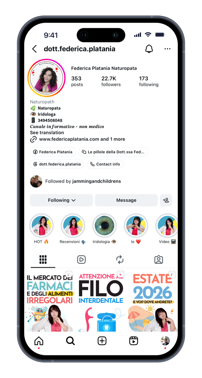Profilo Instagram della Dott.ssa Federica Platania